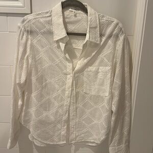 Heartloom White open stitch Button-Up Shirt